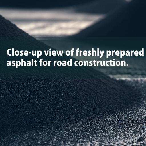 Close-up view of freshly laid asphalt for road construction.