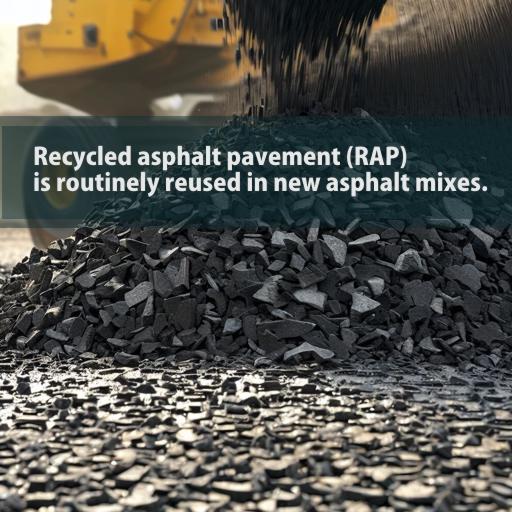 Recycled asphalt pavement (RAP)is routinely reused in new asphalt mixes.