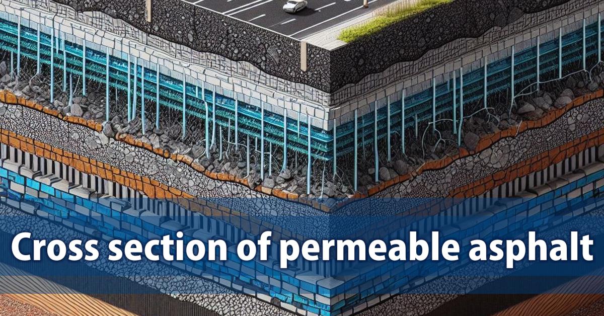 Cross section of a typical permeable asphalt pavement system