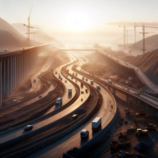 a highway passing through a mountain range