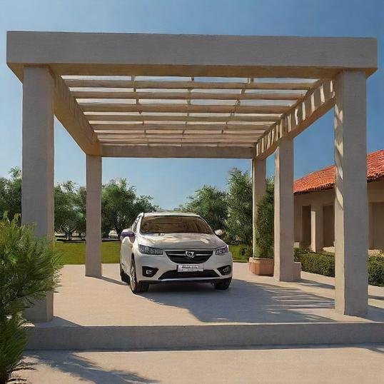 Cement Pergola with car