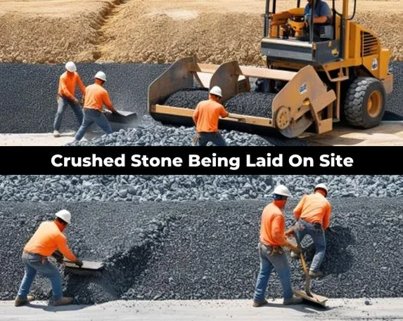 crushed stone being laid