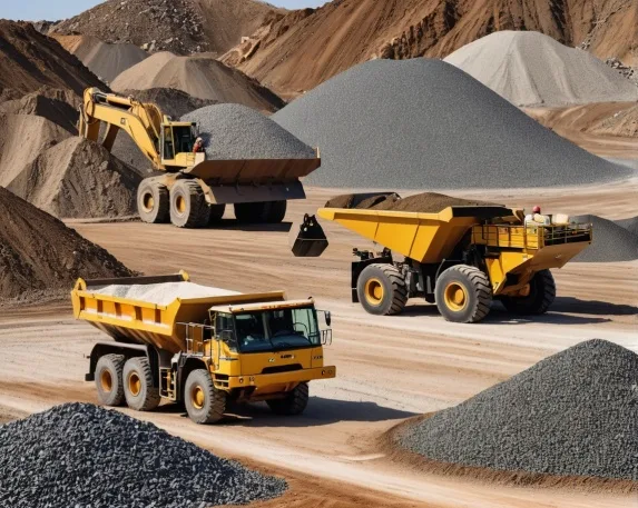 piles of aggregates like crushed stone gravel and sand