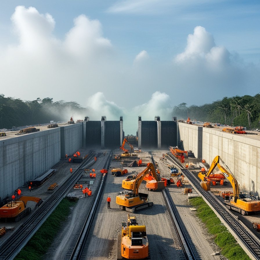 A photo of the Panama Canal expansion locks