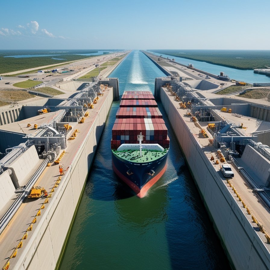 Panama Canal Expansion, focusing on the new set of locks