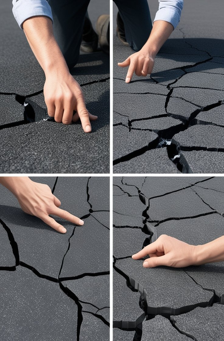 close-up details of various types of cracks