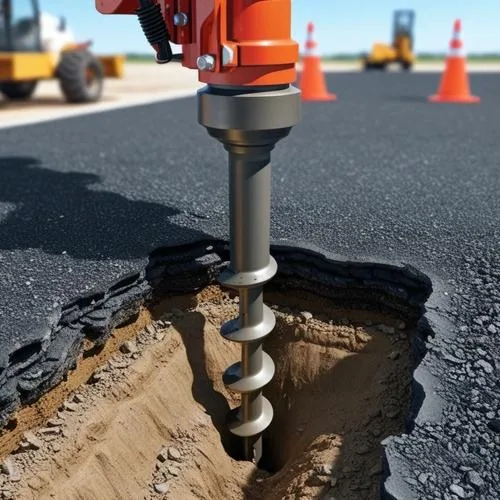 drill bit on asphalt