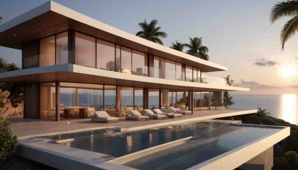 modern villa with a hip roof