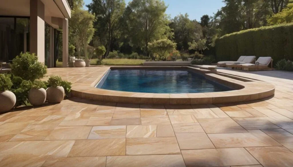 Freshly sealed pavers